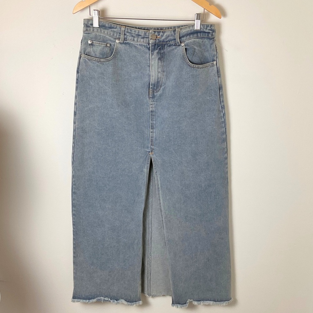 Mimosa Denim Maxi Skirt | Front Slit | Jean | Blue | Large - Picture 5 of 10